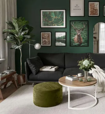 Produktbild von Runder CIRI Couchtisch mit Pouf Wotan Eiche Artisan Stirling