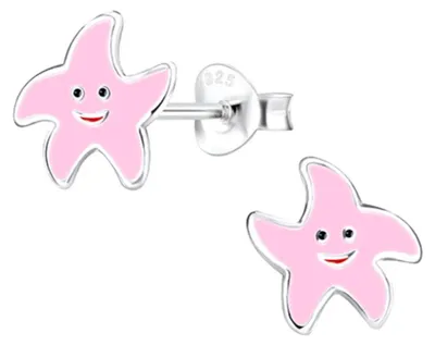 Produktbild von Ohrringe Silber 925 Kinder Ohrstecker „Seestern“ Rosa