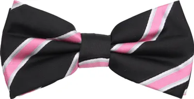 Produktbild von Fabio Farini - 1 Stück Herren Streifen Fliegen - Männer Querbinder Vorgebunden Bowtie Streifen - Schwarz/Rosa/Silbergrau/Weiß