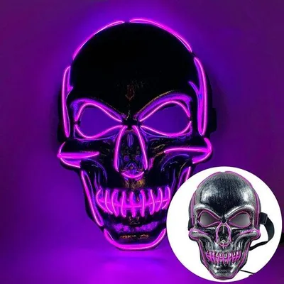 Productafbeelding van Halloween Masker - Lichtgevend Masker - Feest Verlichting - LED Horror Design - 25 cm - Multicolor