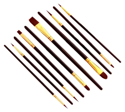 Produktbild von 10 Stück Teiliges Nylonhaar pinselset für Aquarell Acrylmalerei Flache und Abgewinkelte Künstlerpinsel Vielseitig Einsetzbar für Öl Gouache Wasserfarben Geeignet für Anfänger und