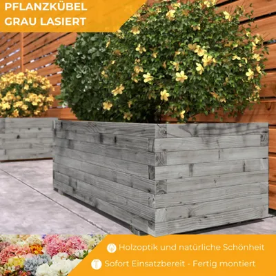 Produktbild von Pflanzkübel Kiefer - Grau Lasiert 120 x 40 cm Blumenkasten Blumenkübel Hochbeet