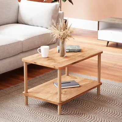 Zdjęcie produktu dla Stolik kawowy Jelling stolik do salonu prostokątny stolik kawowy 43 x 70 x 44 cm sofa stolik o wyglądzie drewna