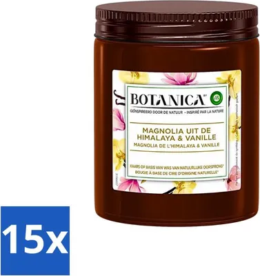 Zdjęcie produktu dla Botanica od Air Wick – świeca zapachowa – wanilia i magnolia – czas palenia 40 godzin – opakowanie promocyjne – 15 sztuk