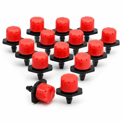 Obrázok produktu pre Sada 50 kusov nastaviteľných kvapkadiel s priemerom 20x24 mm, určená na zavlažovanie, vrátane hadice na kvapkové zavlažovanie. Systém umožňuje nastavenie rozprašovacieho uhla až o 360 stupňov – FLOWDRIP