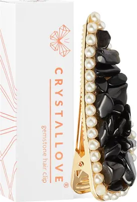 Produktbild von CRYSTALLOVE Schwarze Obsidian-Haarspange