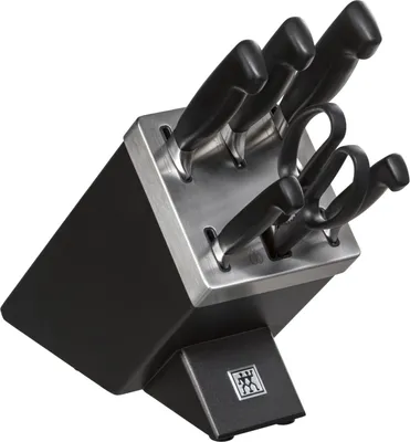 Produktbild von ZWILLING Selbstschärfender Messerblock, 7-tlg., Grau, Messer und Schere aus rostfreiem Spezialstahl/Kunststoff-Griff, Vier Sterne