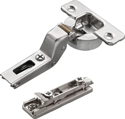 Produktbild von 2 x Salice Topfband Serie 700 mit Dämpfer im Topf 110° Bohrbild T52 Innenanschlag inkl. Linear-Montageplatte Höhe 3 mm mit vormontierten Euroschrauben, Exzenterverstellung Topfscharnier von SOTECH