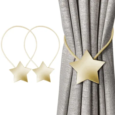 Produktbild von 2 Stück Magnetische Vorhang Raffhalter Kreativ Vorhang Clips Seil Rückwärtige Vorhang Halter Schnallen Vorhang Binder Gardinenhalter für Haus Dekoration