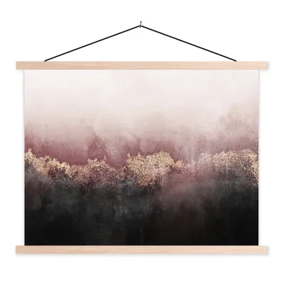 Produktbild von MuchoWow® Textilposter Glitter - Gold - Abstrakt 40x30 cm mit holzfarbenen Rahmen - Bilder