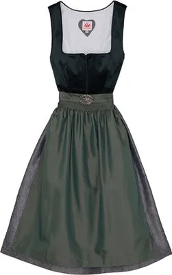 Produktbild von Elli 2-teiliges Midi-Dirndl Kleid Dirndl Trachtenkleid Rocklänge 70cm, Farbe:Dunkelgrün, Größe:38/M