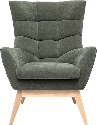 Produktbild von Miliboo - Skandinavischer Sessel mit Samteffekt in Khaki und Holz BRODY