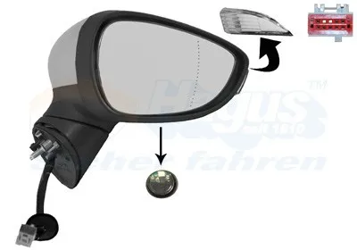 Produktbild von VAN WEZEL 1808826 Außenspiegel Seitenspiegel Rechts für FORD Fiesta Mk6 Schrägheck (JA8, JR8) Asphärisch Beheizt Grundiert