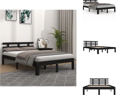 Produktbild von vidaXL Massivholzbett Schwarz 200x200 cm -  Betten & Bettgestelle