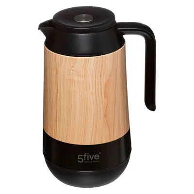 Obrázek produktu pro Termoska, 1 L, černá s dřevěným dekorem