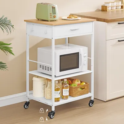Obrázek produktu pro Kuchyňský vozík VASAGLE, servírovací vozík, kuchyňský ostrůvek, s úložným prostorem a kolečky