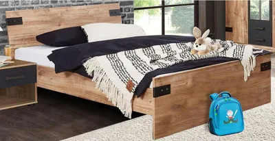 Produktbild von Einzelbett Liverpool Futonbett Liegefläche wählbar plankeneiche Graphit