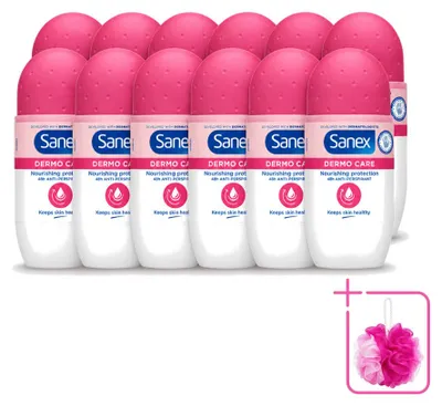 Produktbild von 12 x Sanex Dermo Care 48H Roll-On Antiperspirant - 50 ml - Sparpackung - 12 Stücke