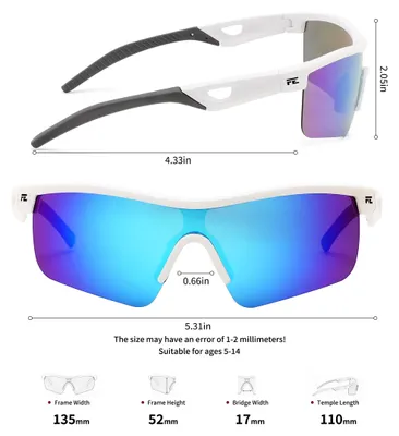 Zdjęcie produktu dla Okulary sportowe dla dzieci, polaryzacyjne, UV400, oprawka TR90, do aktywności na świeżym powietrzu