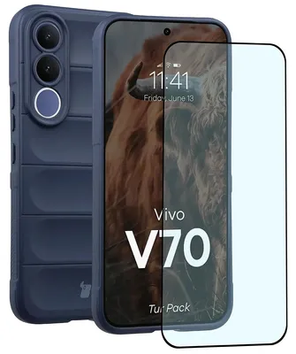 Produktbild von Robuste Handyhülle + gehärtetem Glas für Vivo V70 5G, Bizon Tur Pack, Dunkelblau
