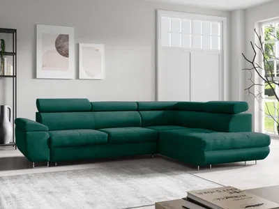 Produktbild von FurniDe24 Ecksofa L-Form Aron Rechts - Moderne Ecksofa, Wohnzimmer Sofa - Eckcouch Dunkelgrün (Monolith 37)