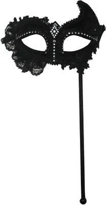 Produktbild von Schwarze Maske mit Spitze auf Stab
