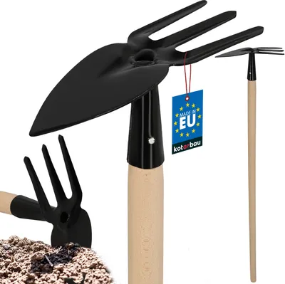 Produktbild von KOTARBAU® Hacke aus Stahl Gartenhacke mit Holzstiel 103 cm Schwarz Handhacke mit 3 Zinken Garten Hacke Pflanzhacke Unkrauthacke Gartenharke Herzhacke Gartenwerkzeug mit Stiel Gartengeräte Gartenhacken