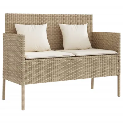 Obrázek produktu pro vidaXL Zahradní lavička s polštáři béžová Poly Rattan