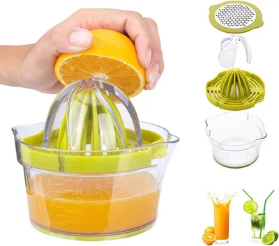Productafbeelding van Handmatige citruspers, 4-in-1, 400 ml, BPA-vrij, geschikt voor sinaasappels en citroenen