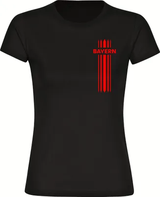 Produktbild von multifanshop Damen T-Shirt - Bayern - Streifen, schwarz, Größe M
