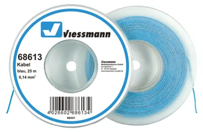 Produktbild von Viessmann 68613 - Kabel auf Abrollspule 0,14 mm², blau, 25 m - Neu