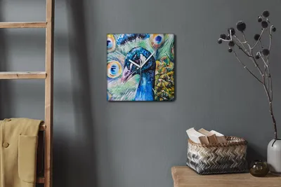 Produktbild von Coloray Hodiny Unikátní 30x30 cm  Tiché hodiny Pro obývací pokoj a kuchyň Nástěnné hodiny Plátno Bílé ručičky hodin - Malování ptáků zvířat