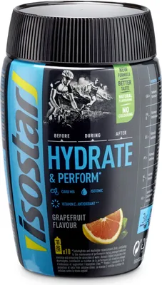Produktbild von Isostar Hydrate & Perform, Sportgetränk, Instant-Getränk, Puder, Plastikflasche, Isotonisch, Saccharose, Glukosesirup, Säuerungsmittel Zitronensäure, Natriumcitrat, Maltodextrin,...