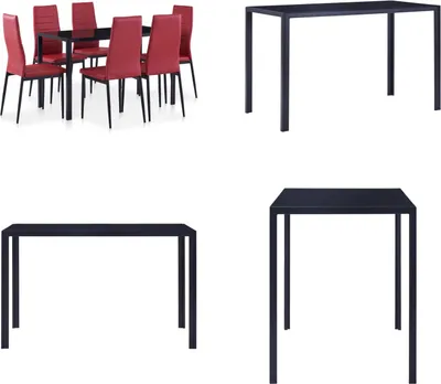 Produktbild von vidaXL 7 tlg. Essgruppe Weinrot - Esstisch Und Stühle - Esstische Und Stühle - Essgruppe - Essgruppen