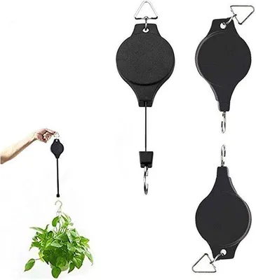 Obrázok produktu pre Nastaviteľný záhradný háčik s kladkou na zavesenie rastlín a kvetín, krmítka pre vtáky a osvetlenie rastlín.