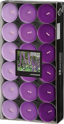 Produktbild von Flavour by GALA 36 "Flavour by GALA" Duftlichte Ø 38 mm · 17 mm violett - Lavender "Ton in Ton" | Papptray (36 Stück)