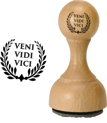 Produktbild von Holzstempel Veni Vidi Vici Lehrerstempel Lorbeerkranz, 7cm hoch, 3,5cm Durchmesser