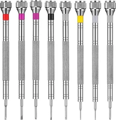 Produktbild von 8-teiliger Präzisionsschraubendreher, Juwelier-Schraubendreher-Set, Uhrenreparatur-Schraubendreher-Set 0,6/0,8/1,0/1,2/1,4/1,6 mm, Mikroschraubendreher für Uhren- und Brillenreparaturen.
