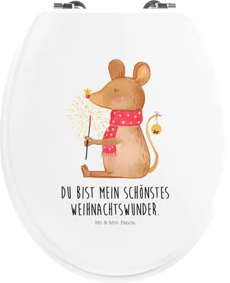 Produktbild von Mr. & Mrs. Panda WC Sitz Maus Weihnachten - Weiß - Geschenk, WC-Sitz, Weihnachtswunder, Frohe, Weihnachtsgruß, Klobrille, Toilettendeckel, Weihnachtsmotiv, Nikolaus