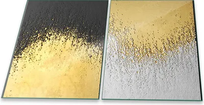 Produktbild von Herdabdeckplatte Glaskeramik 2-Teilig 2x40x52 Abstrakt Gold Abdeckung Spritzschutz