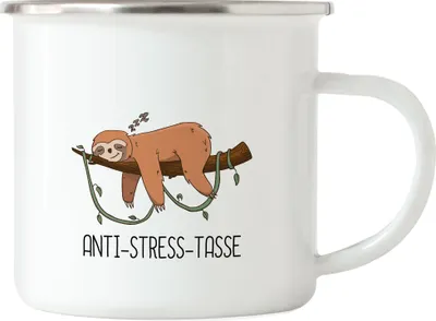 Produktbild von Anti-Stress Emaille Tasse Lustig Spruch Ironie Faultier Geschenk Bürokollegen