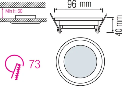 Produktbild von 6w LED Glas Einbaustrahler Deckenleuchte Einbauleuchte Einbau Panel Rund Ø 96mm Kaltweiß