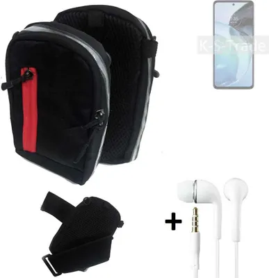 Produktbild von K-S-Trade Outdoor Gürteltasche Holster Umhängetasche + Kopfhörer kompatibel mit Motorola Moto G72 schwarz Handy Tasche Case travelbag Schutzhülle