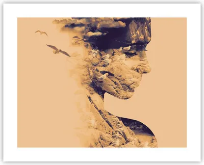 Produktbild von Poster - Poster ohne Rahmen - Frau Vögel Fotomontage - 50x40 cm - Wand Bild - Wanddeko - Wandbilder - Kunstposter - Wandposter - Bilder - Kunstdruck - Wanddekoration - Wandbild - P2XAA50x40-4246
