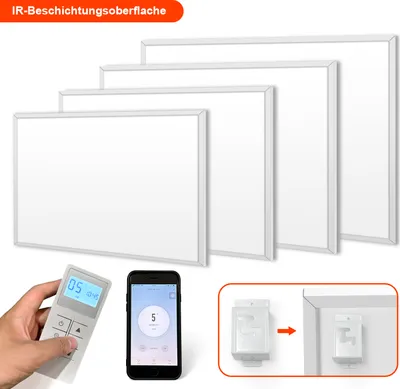 Infrarotheizung 1200 Watt inkl. Thermostat APP-Funktion Wifi Fernbedienung, Wandheizung bis 20qm Elektro Heizung