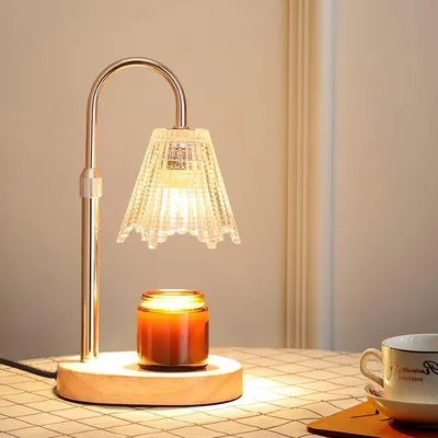 Productafbeelding van Kaarswarmer, kaarslamp met timer en dimmer, aromalampen, elektrische diffuser met 2 gloeilampen, voor thuis, slaapkamer, decoratie