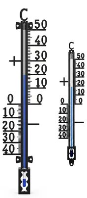Produktbild von 2er Set Metall Thermometer für Innen & Außen 27,5 cm und 18 cm Analog Außenthermometer Gartenthermometer Temperaturanzeiger