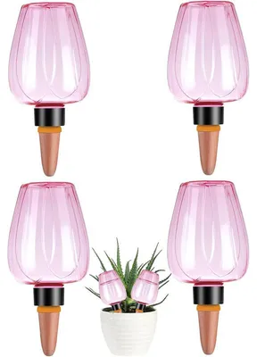 Produktbild von 4er-Set Selbstbewässerungskugeln 350 ml, Bewässerungskugeln, Rosa, Automatische Pflanzenbewässerung für Zimmer, Balkon & Garten