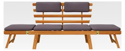 Produktbild von 2-in-1 Gartenliege mit Auflage 190 cm aus Akazien-Massivholz