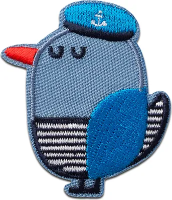 Produktbild von Mono Quick Matrose Möwe blau Tier - Aufnäher, Bügelbild, Aufbügler, Applikationen, Patches, Flicken, zum aufbügeln, Größe: 5,5 x 4,6 cm